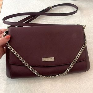 Wine Colored Kate Spade Envelope Convertible Chain Clutch with Crossbody Strap